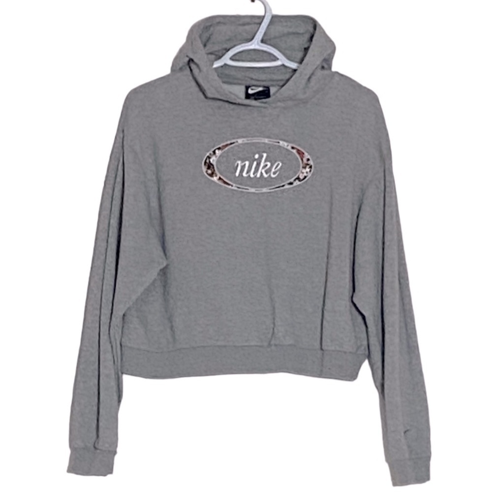 Nike Sz M Gray Boxy Cropped Hoodie